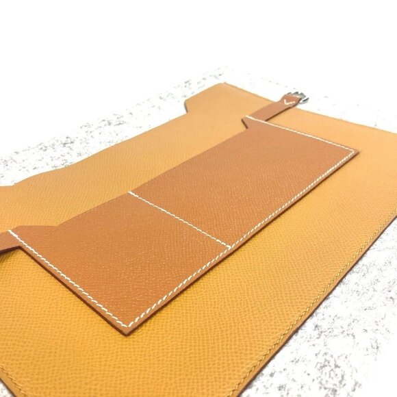 HERMES Bag Too Doo 37 Pouch Clutch bag felt / Leather gray/Brown - Picture 3 of 13